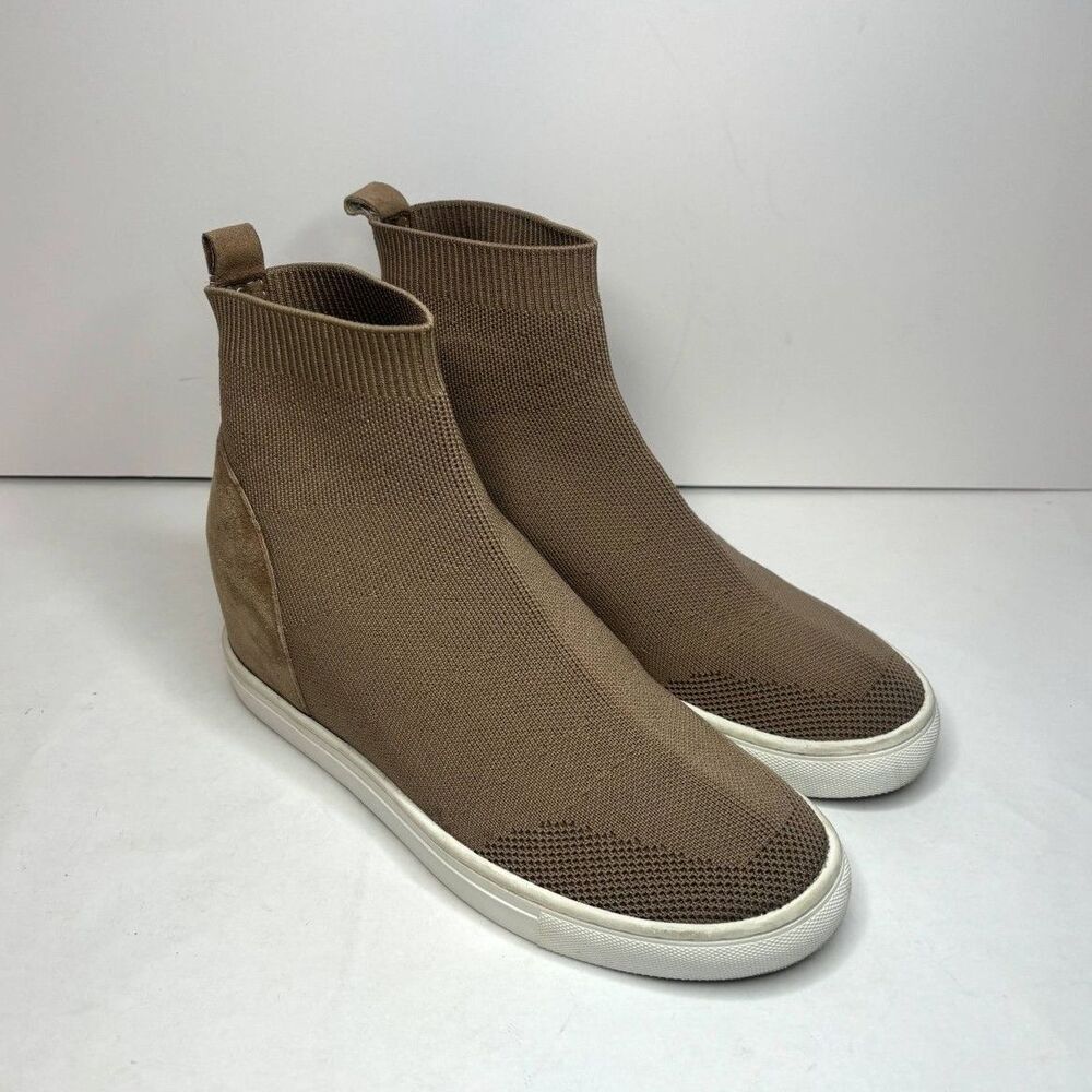 Dune London Neutral Trainer High Top Flex Knit Sneakers Shoes Womens Comfy